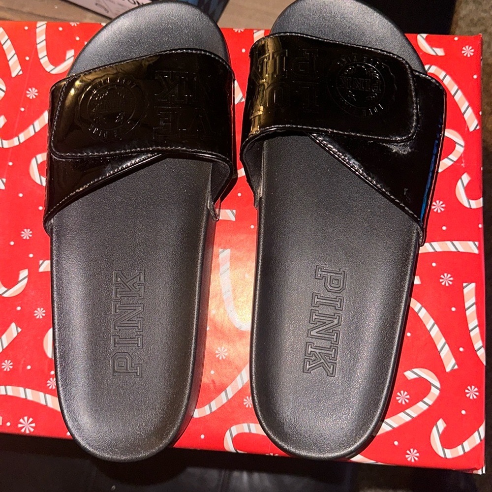 COPY - Pink by Victoria’s Secret adjustable Black Slides fits 8-9 NWOT